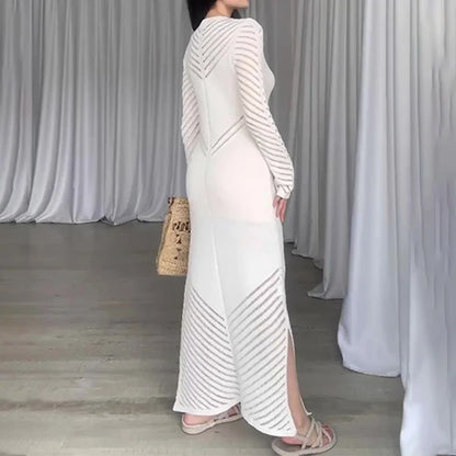 Sleeveless Patchwork Knit Maxi Dresses