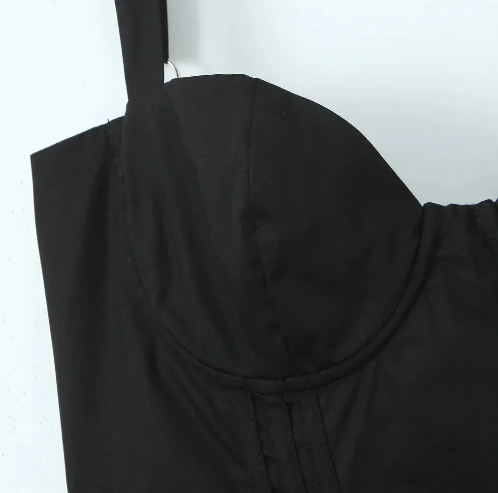 Wire Corset Style Low Waist White Midi Dress