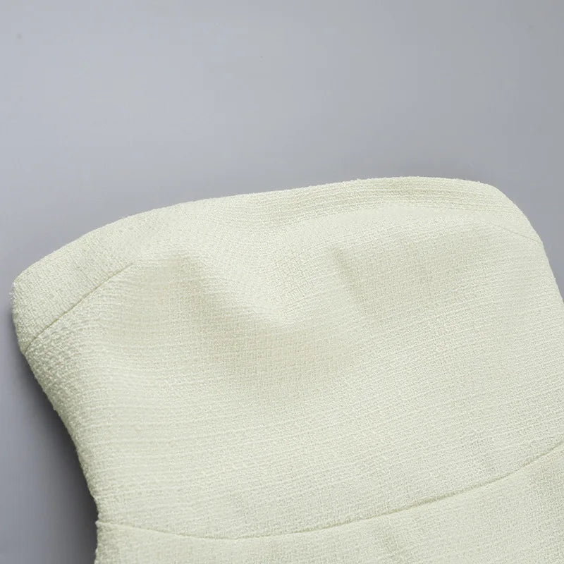 Pearl Long Sleeve Coat And Mini Strapless Dress Sets