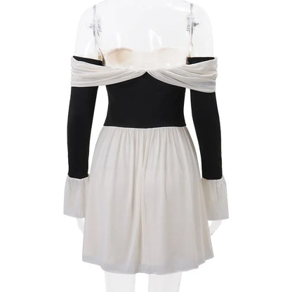 One Shoulder Lace-Up Mini Dress