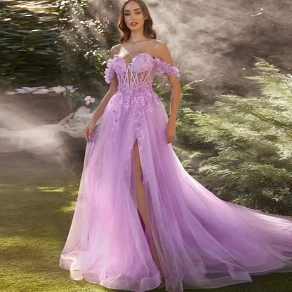 Corset Tulle Embroidery Graduate Prom Dresses