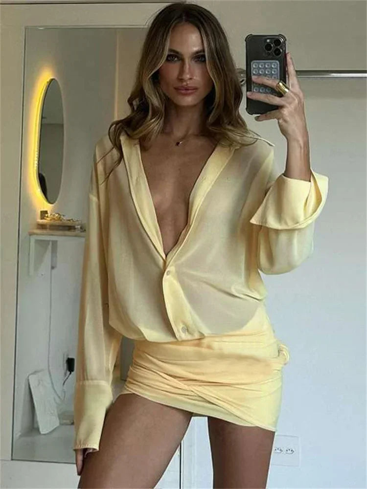 Bandage Long Sleeve Mini Dress  Elegant Bodycon Outfit