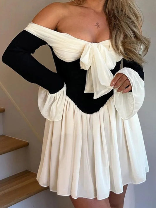 One Shoulder Lace-Up Mini Dress