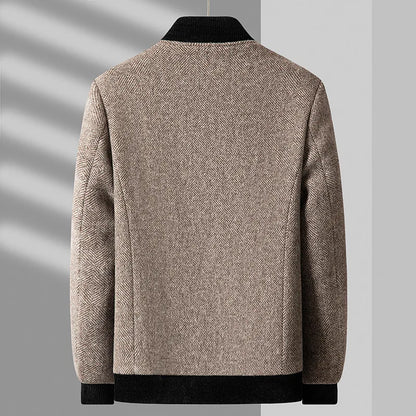 Wool Blend Bomber Jacket | Herringbone Texture | Regular Fit