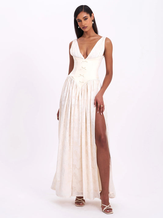 Romantic Corset Alluring Slit Maxi Dress