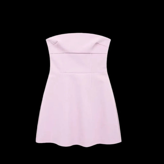 Pink Mini Dress 3D Bow, Backless