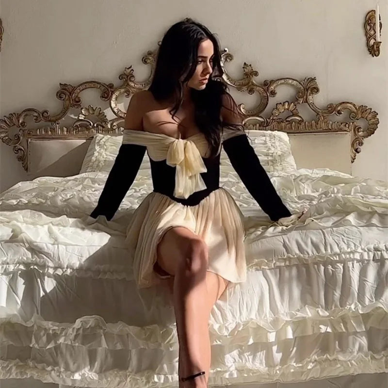 One Shoulder Lace-Up Mini Dress