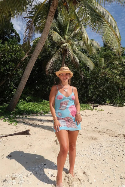 Spaghetti Strap Floral Print Mini Dress