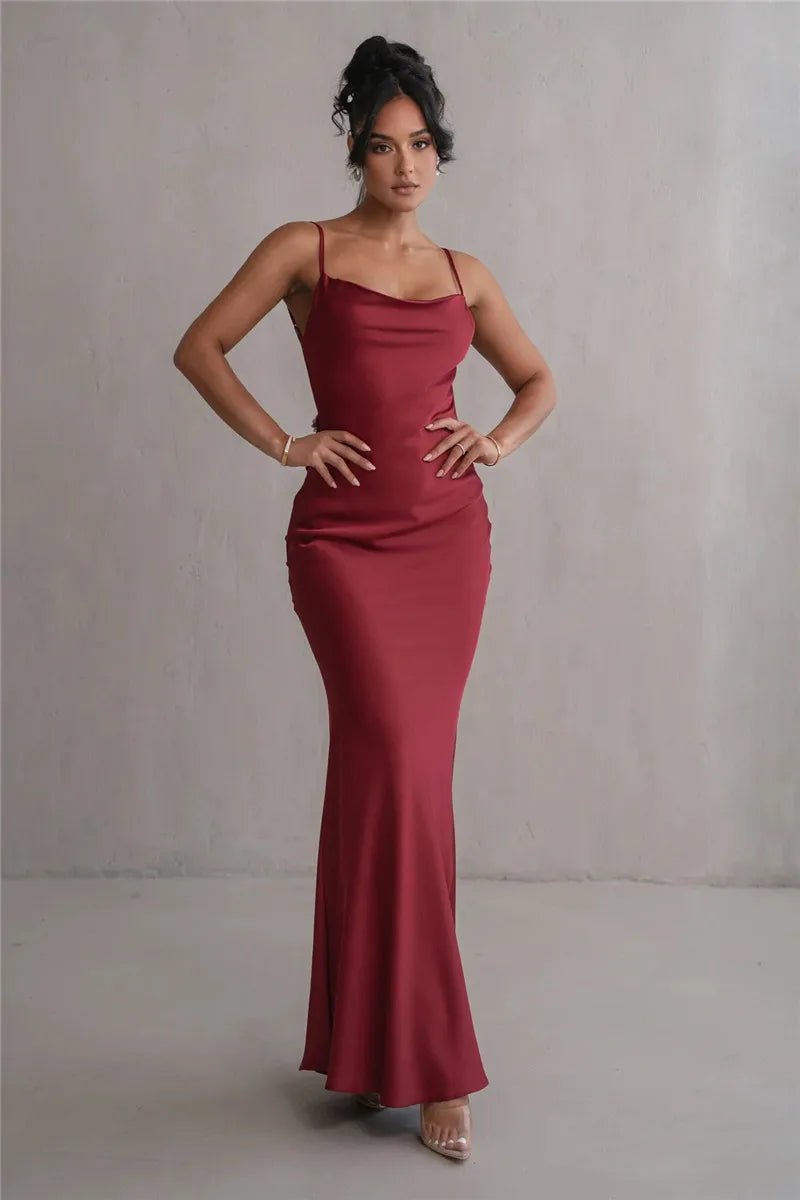 3D Flower Draped Open Back Maxi Dress