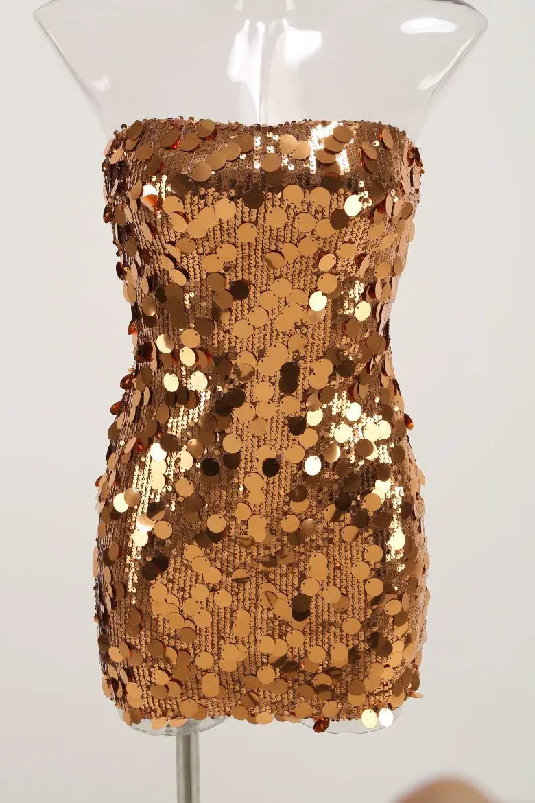 Sequins Strapless Bodycon Mini Dress