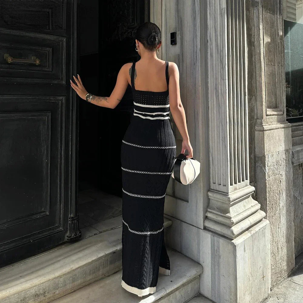 Striped Knit Midi Dress