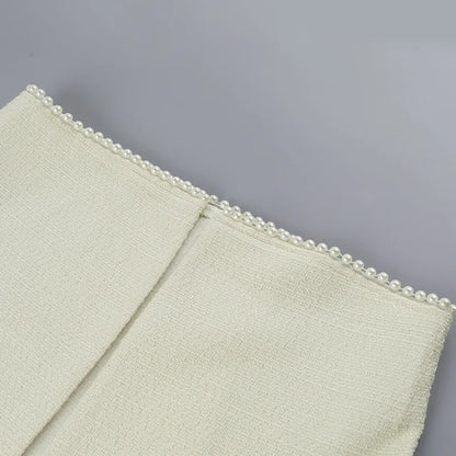 Pearl Long Sleeve Coat And Mini Strapless Dress Sets