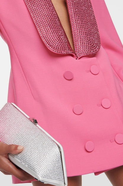 Scarlett Crystal Embellished Cutout Blazer Dress - Pink
