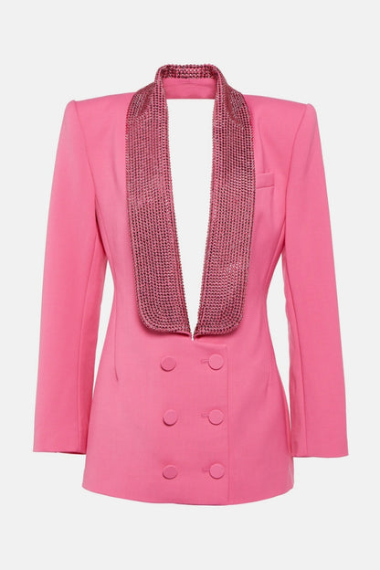 Scarlett Crystal Embellished Cutout Blazer Dress - Pink
