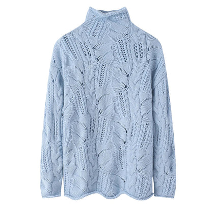 Wool-Cashmere Turtleneck Sweater | Open Knit | Loose Fit