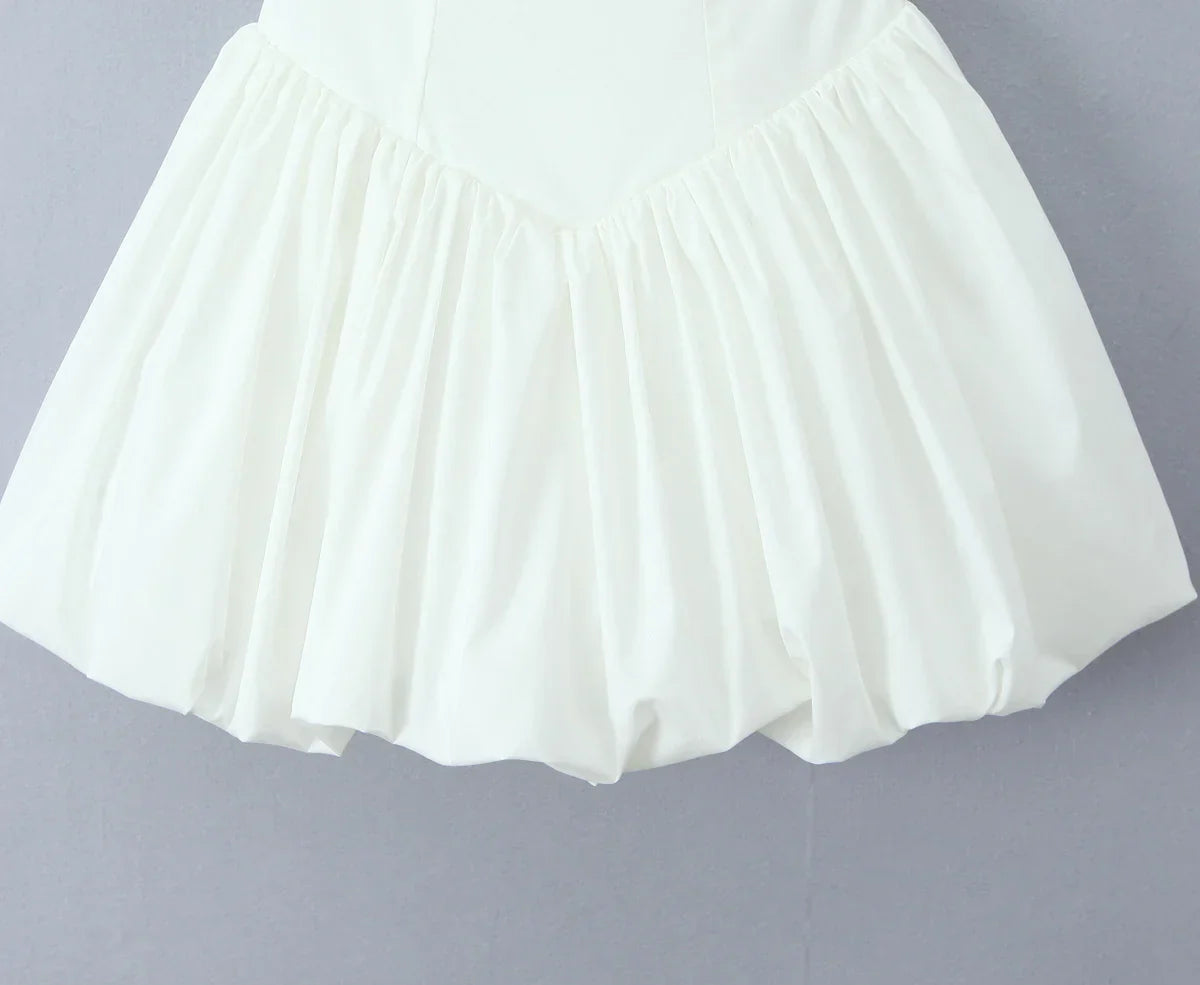 Bow Halter Slash Collar Lacing-Up Back Mini Dress