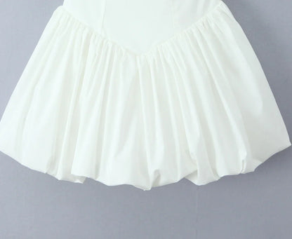 Bow Halter Slash Collar Lacing-Up Back Mini Dress