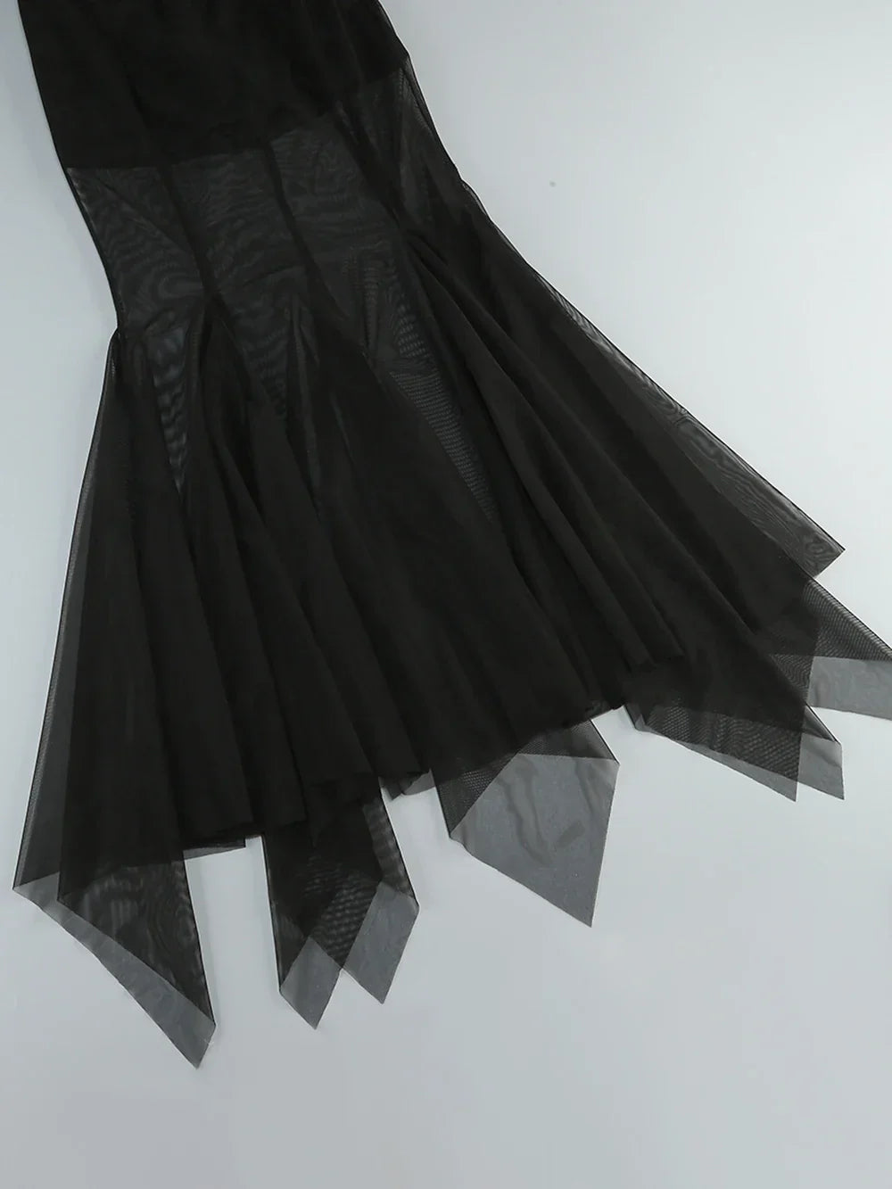 Off The Shoulder Mesh Folded Scarf Maxi Dress