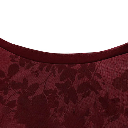 Wine Red Print Long Sleeves Knitted Dress