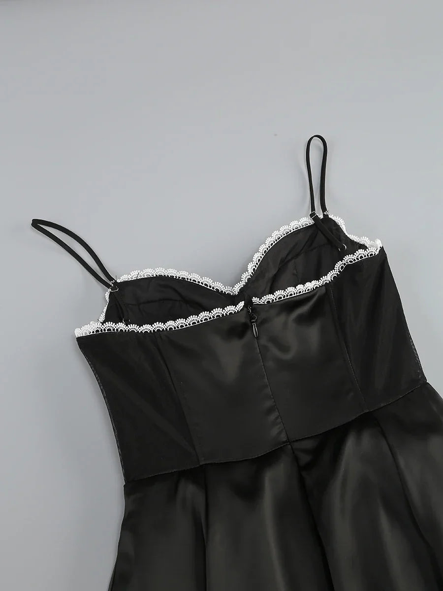 Solid Fit And Flare Spaghetti Strap Mini Dress