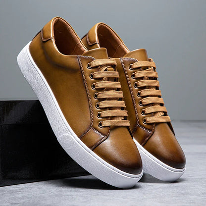 Leather Low-Top Sneakers | Contrast Sole | Maison Collection