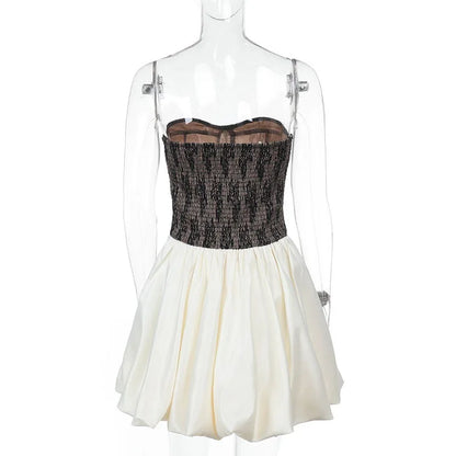 Patchwork Lace Black Backless Dress