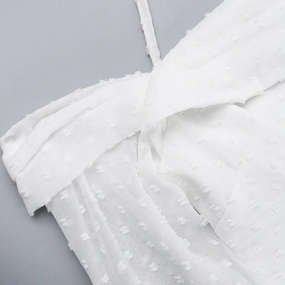 Polka Jacquard Long Flare Sleeves Midi Dress