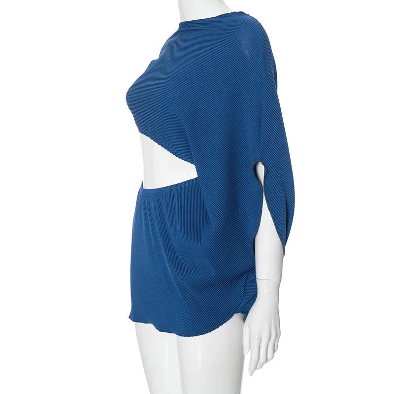 Cutout Mini Dress Short Sleeve & Loose Fit