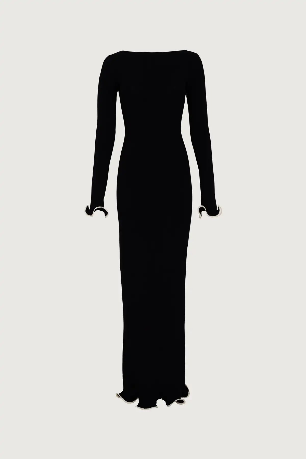 Knit Midi Dress with Ruffle Trim