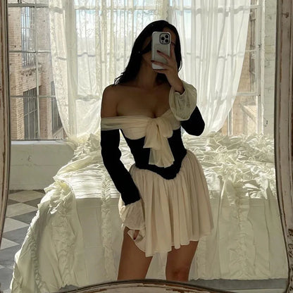 One Shoulder Lace-Up Mini Dress