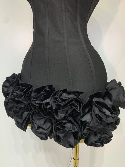 Strapless Flower Embellished Mini Bandage Dress