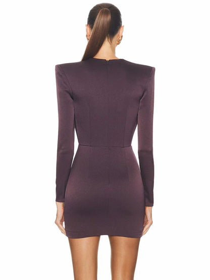 Deep V Neck Folds Design Long Dress