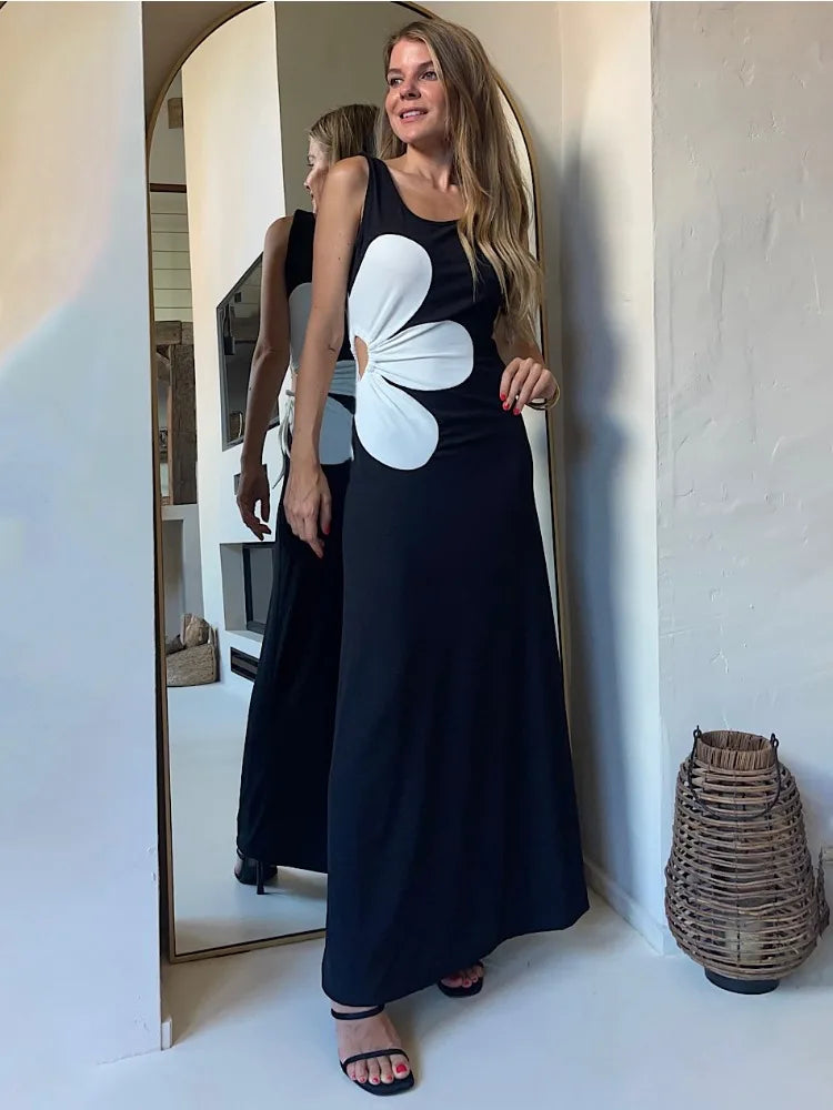 Floral Maxi Dress with Side Cutouts