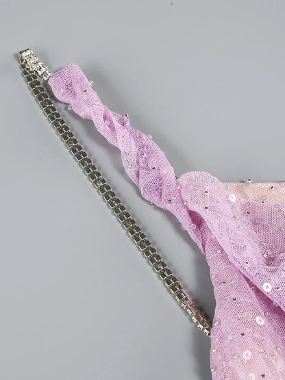 Chain Spaghetti Straps Sequins Maxi Dress