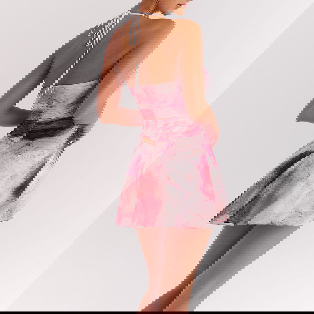 Halter Backless Printed Slim Fit Dress