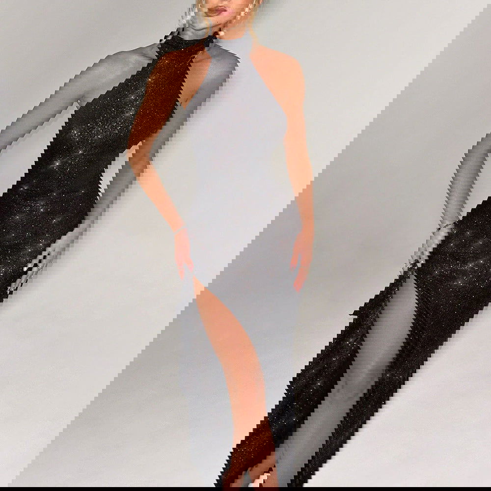 Wear Sleeveless Halter Backless Slim Fit Slit Dress