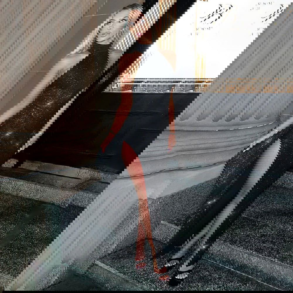 Wear Sleeveless Halter Backless Slim Fit Slit Dress