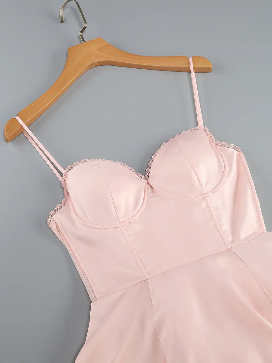 Solid Fit And Flare Spaghetti Strap Mini Dress