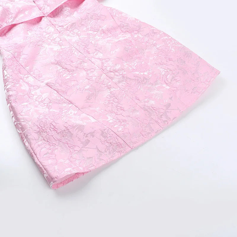 Bow Off Shoulder Backless A-line Jacquard Party Dress