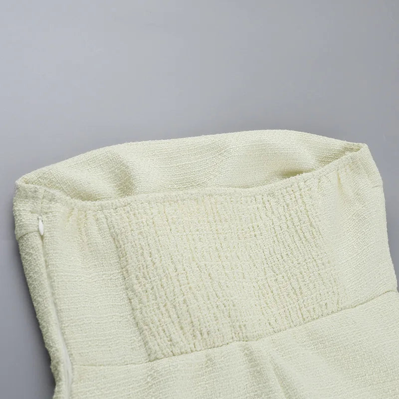 Pearl Long Sleeve Coat And Mini Strapless Dress Sets