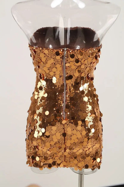 Sequins Strapless Bodycon Mini Dress