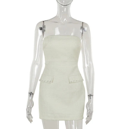 Pearl Long Sleeve Coat And Mini Strapless Dress Sets