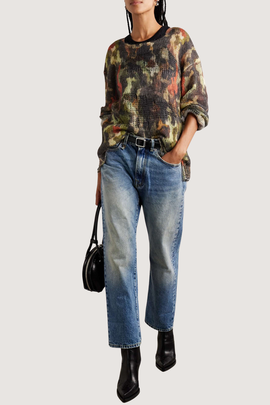 Shirla Distressed Camouflage Knit Sweater