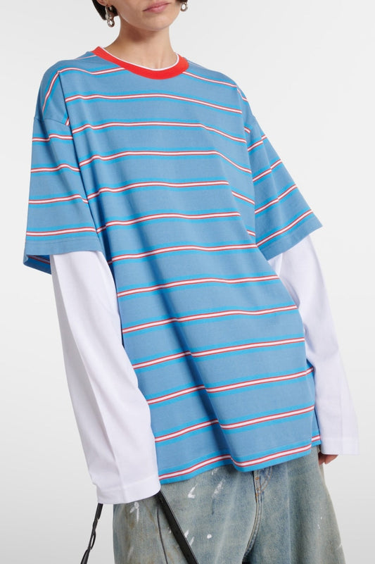 Sienna Striped Fake Two Piece T-shirts