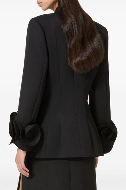 Sophia Rose Appliqué Blazer - Black