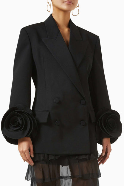Sophia Rose Appliqué Blazer - Black