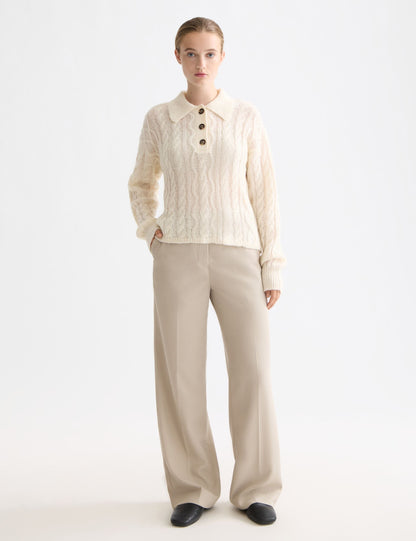 Atelier Cable Knit Sweater | Mohair Wool Blend | Polo Collar
