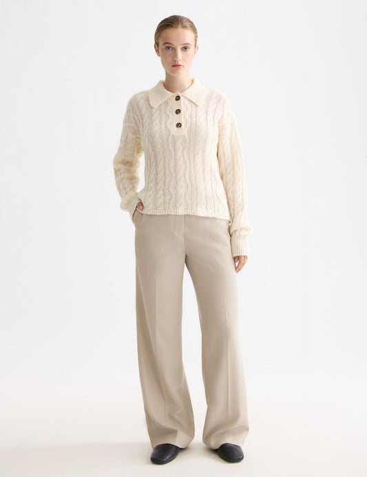 Atelier Cable Knit Sweater | Mohair Wool Blend | Polo Collar
