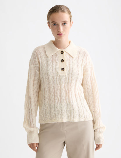 Atelier Cable Knit Sweater | Mohair Wool Blend | Polo Collar