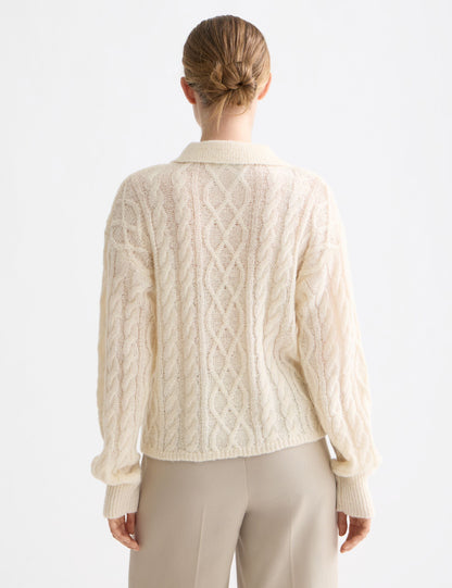 Atelier Cable Knit Sweater | Mohair Wool Blend | Polo Collar